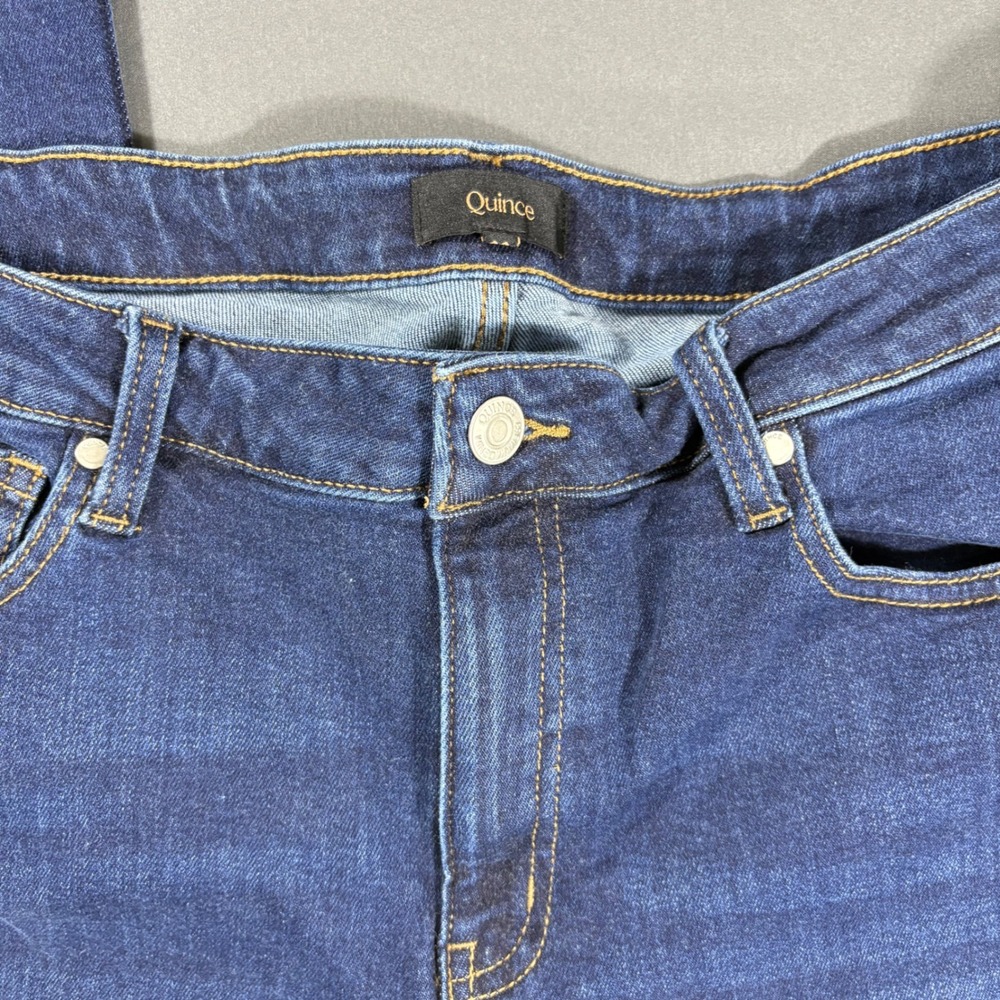 Quince Size 33 Dark Wash Bella Stretch Straight Leg Jeans - Picture 3 of 9